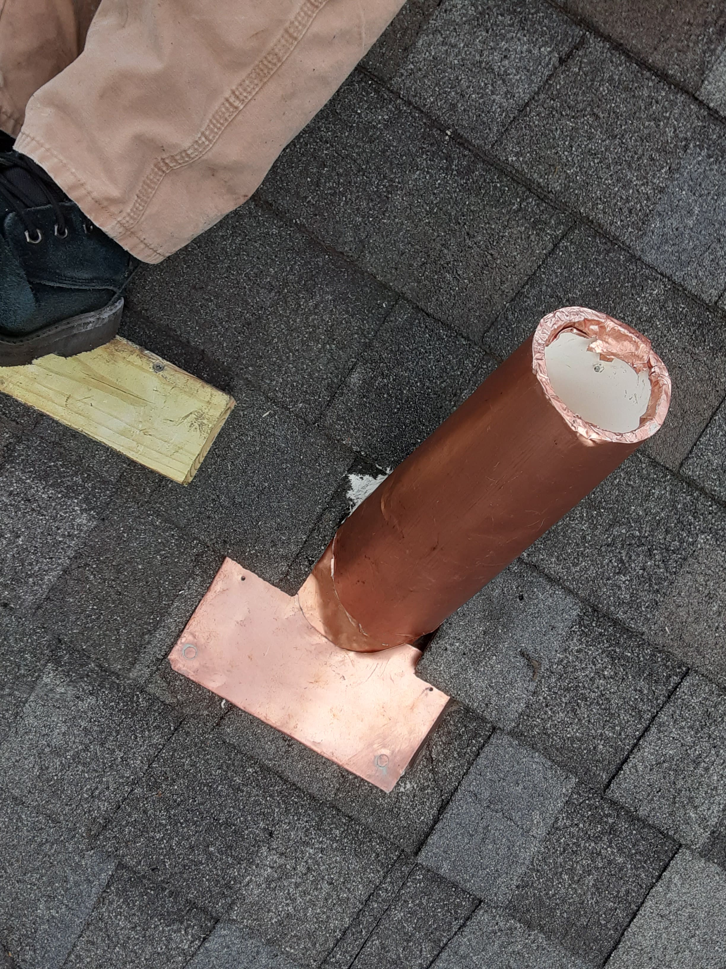 Copper Soil Stack — Installed